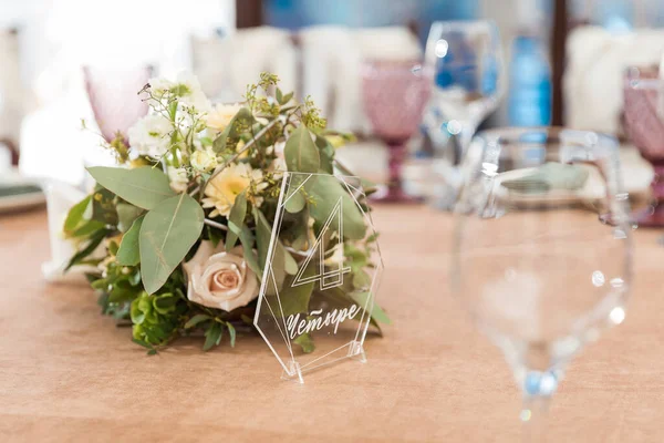 Las Mesas Están Preparadas Para Una Fiesta Una Recepción Boda — Foto de Stock