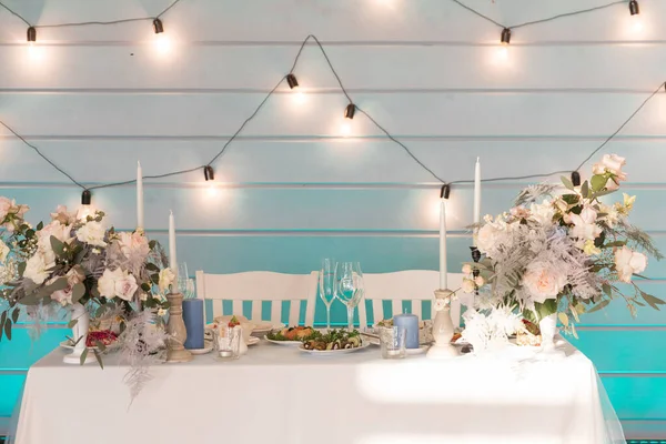 Conjunto Mesa Para Recepção Férias Eventos Festas Casamentos Restaurante Indoor — Fotografia de Stock