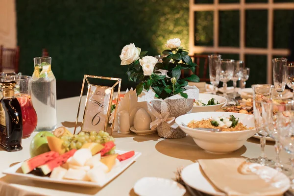 Fancy Bröllop Receptionen Redo För Gäster Och Partiet — Stockfoto