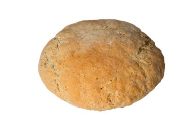 Tam tahıllı çavdar ekmeği, beyaz üzerine izole edilmiş...