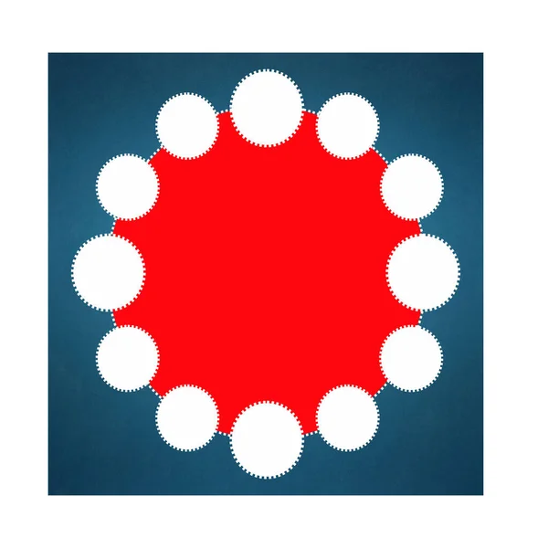 Deniz mavisi. Kırmızı ve beyaz daireler. dijital resimleme.