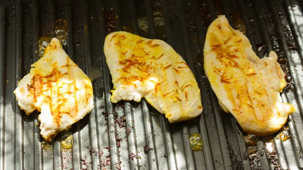 Fleisch Wird Auf Einem Elektrischen Grill Gebraten Steak Fleisch Auf — Stockfoto