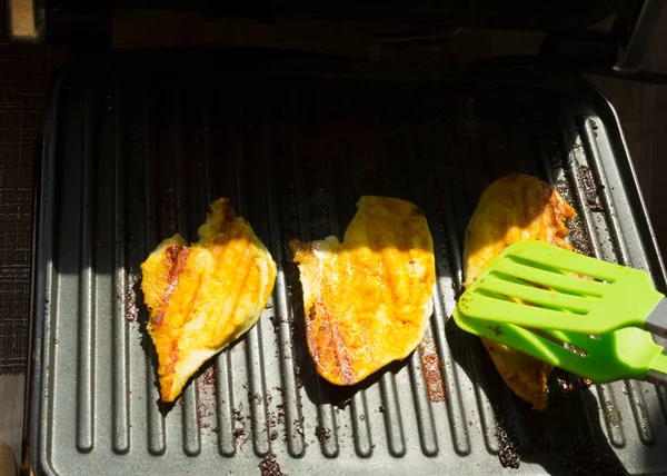 Kött Steks Elektrisk Grill Biff Kött Grillas Grill Kyckling Med — Stockfoto