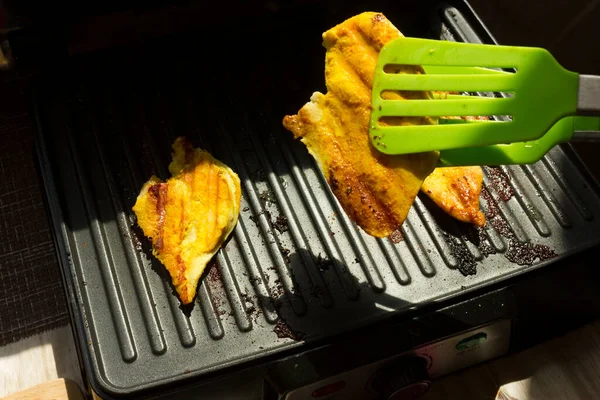 Kött Steks Elektrisk Grill Biff Kött Grillas Grill Kyckling Med Stockbild