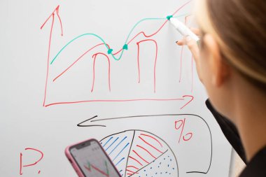 İş kadını yönetim kurulunda bir iş planı yapıyor..