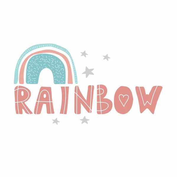 Regenboog Letters Regenbogen Van Hand Dageraad Kinder Elementen Kwekerij Art — Stockvector