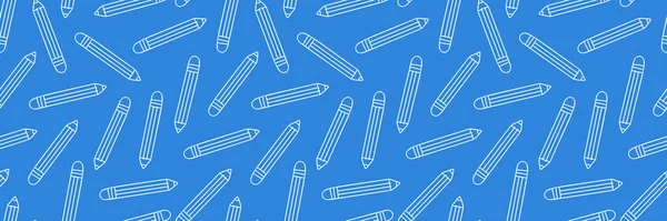 Eğitim sembolleri kusursuz pankarttır. Vektör çevrimiçi web afişi, e-öğrenme yatay karalama posteri. Arkaplanda beyaz çizgi izole edildi