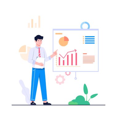 Erkekler sunum konsepti illüstrasyonu