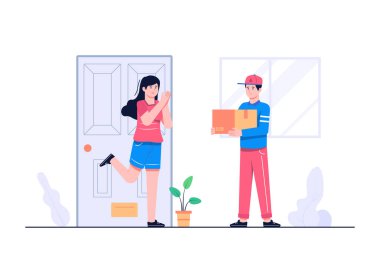 Ev konsepti illüstrasyonu için erkek teslimatı