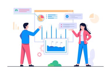 İnsanlar analitik kavram düz çizim vektörü