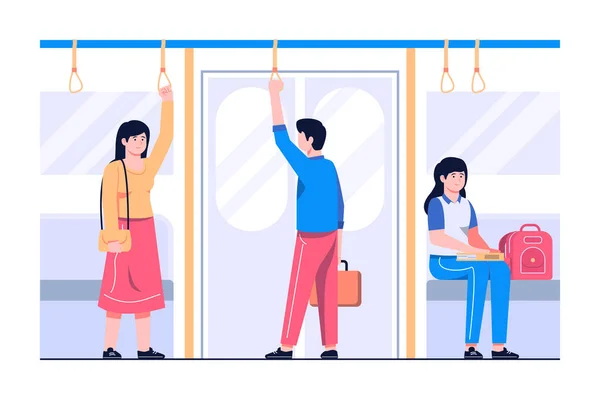 Passengers Metro Wagon Concept Illustration — Stock Vector