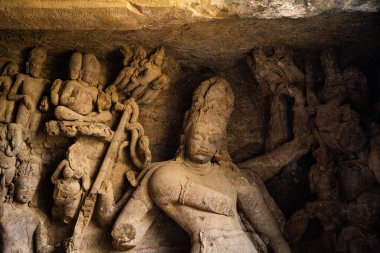 Fil Mağaraları Heykeli. UNESCO Dünya Mirası Alanı, Mumbai, Hindistan