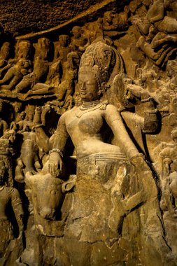 Fil Mağaraları Heykeli. UNESCO Dünya Mirası Alanı, Mumbai, Hindistan