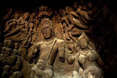 Fil Mağaraları Heykeli. UNESCO Dünya Mirası Alanı, Mumbai, Hindistan