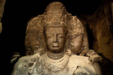 Fil Mağaraları Heykeli. UNESCO Dünya Mirası Alanı, Mumbai, Hindistan