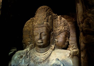 Fil Mağaraları Heykeli. UNESCO Dünya Mirası Alanı, Mumbai, Hindistan