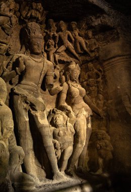 Fil Mağaraları Heykeli. UNESCO Dünya Mirası Alanı, Mumbai, Hindistan