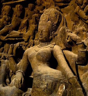 Fil Mağaraları Heykeli. UNESCO Dünya Mirası Alanı, Mumbai, Hindistan