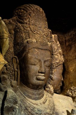 Fil Mağaraları Heykeli. UNESCO Dünya Mirası Alanı, Mumbai, Hindistan