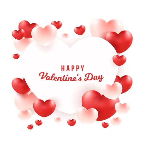 Feliz Día San Valentín Corazón Blanco Grupo Fondo Del Corazón — Vector de stock