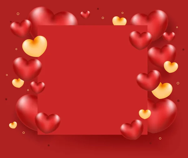 Herzgruppe Auf Rotem Papier Love Card Konzept Vektorillustration — Stockvektor