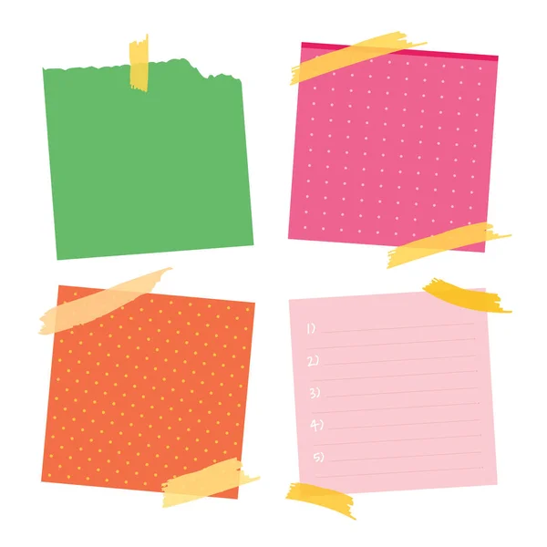 Sticky Post Note Collection Post Work Memo Reminder Office Paper — Stock Vector