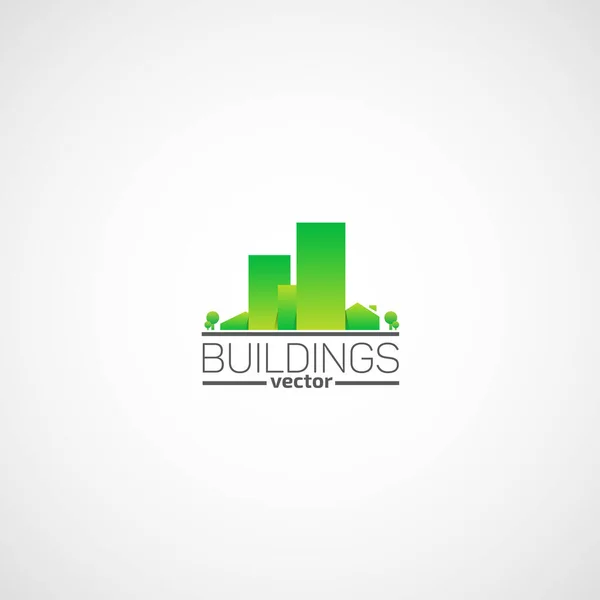 Πράσινα Κτίρια Οικολογικές Κατασκευές — Διανυσματικό Αρχείο