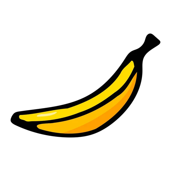 Banana Amarela Esboço Desenhado Mão Ícone Doodle Colorido Isolado Fundo — Vetor de Stock