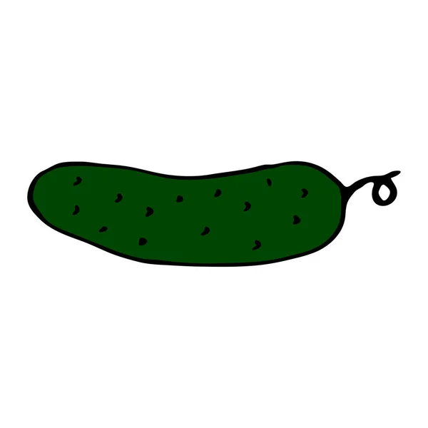 Pepino Verde Icono Garabato Dibujado Mano Colorido Aislado Sobre Fondo — Vector de stock