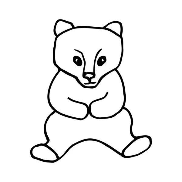 Urso Desenhado Mão Desenhos Animados Urso Esboço Doodle Estilo Ilustração —  Vetores de Stock