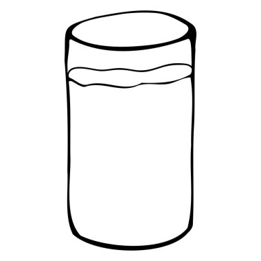 Elle çizilmiş karalama camı. Contour eskizi. Beyaz arkaplanda izole edilmiş vektör şeffaf illüstrasyon. Kartlar, afişler, posterler, baskılar, amblemler için dekorasyon.