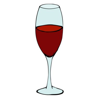 Elle çizilmiş karalama camı. Contour eskizi. Beyaz arkaplanda vektör rengi çizimi izole edildi. Kartlar, afişler, posterler, baskılar, amblemler için dekorasyon.