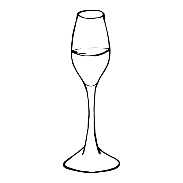 Bicchiere Scarabocchiato Disegnato Mano Schizzo Contorno Illustrazione Trasparente Vettoriale Isolata — Vettoriale Stock