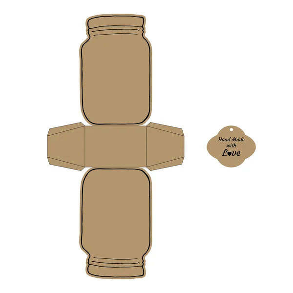 Egyszerű Edény Alakú Csomagolás Doboz Die Cut Cube Sablon Címke — Stock Vector