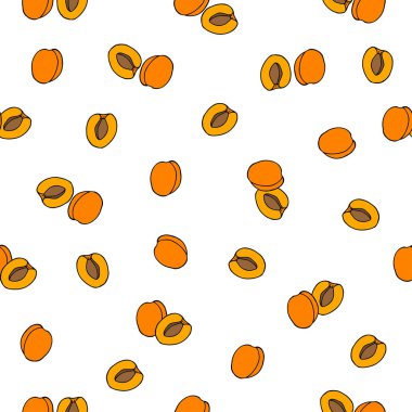 Kusursuz kayısı deseni. Beyaz arkaplanda vektör illüstrasyonu.