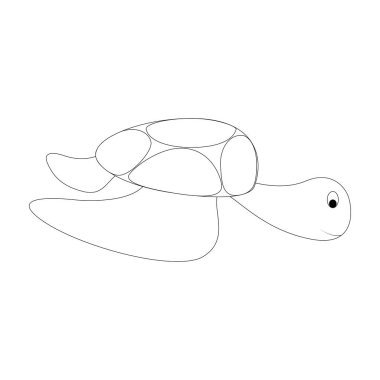 Karikatür kaplumbağa çizimi. Beyaz arkaplanda vektör çizimi izole edildi. Tebrik kartları, posterler, el ilanları, elbise baskıları için dekorasyon.