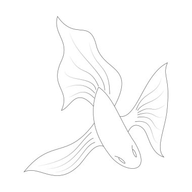 Karikatür Japon balığı ana hatları. Beyaz arkaplanda vektör çizimi izole edildi. Tebrik kartları, posterler, el ilanları, elbise baskıları için dekorasyon.