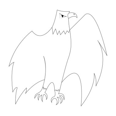 Çizgi film kartalı çizimi. Beyaz arkaplanda vektör çizimi izole edildi. Tebrik kartları, posterler, el ilanları, elbise baskıları için dekorasyon.