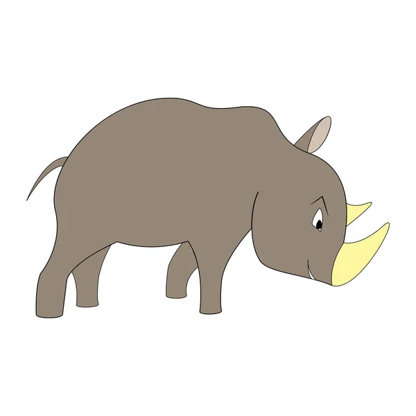 Cartoon Color Rhinoceros Outline Vector Color Illustration Isolated White Background — Stock Vector