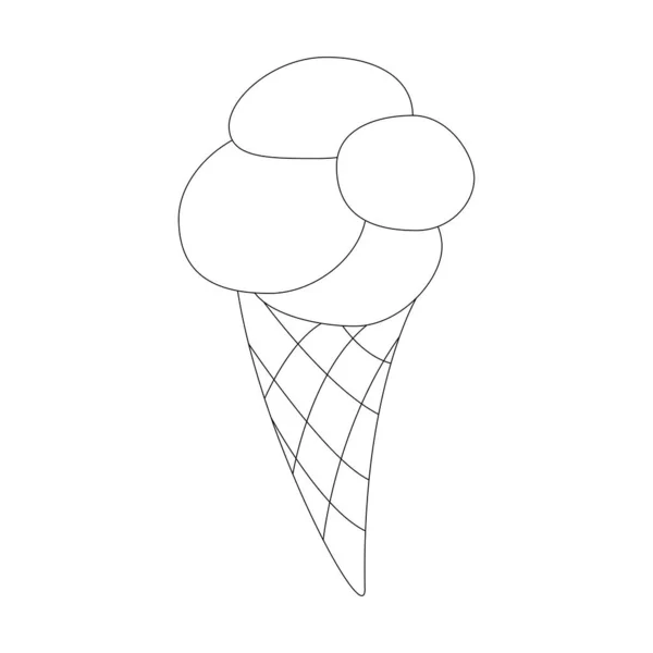 Контур Мороженого Карикатурой Векторная Иллюстрация Изолирована Белом Фоне Украшения Поздравительных — стоковый вектор