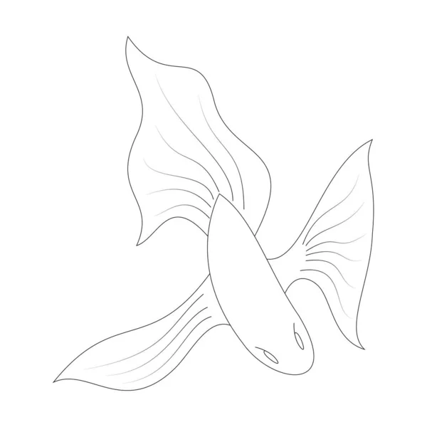 Мультяшний Контур Золотої Риби Векторні Ілюстрації Ізольовані Білому Тлі Прикраси — стоковий вектор