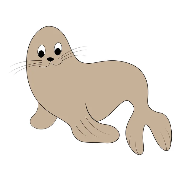 Cartoon Color Fur Seal Outline Vector Color Illustration Isolated White — Stock Vector