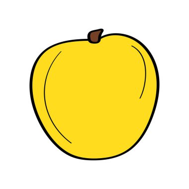 Elma. El çizimi karalama ikonu. Beyaz arkaplanda renkli vektör çizimi izole edildi. Tebrik kartları, posterler, yamalar, giysiler için baskılar, amblemler için dekorasyon.