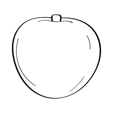 Elma. El çizimi karalama ikonu. Beyaz arkaplanda izole edilmiş siyah-beyaz vektör çizimi. Tebrik kartları, posterler, yamalar, giysiler için baskılar, amblemler için dekorasyon.