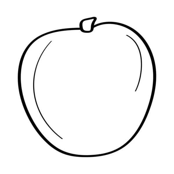 Jabłko Ręcznie Rysowana Ikona Bazgrołów Wektor Czarno Biały Ilustracja Izolowana — Wektor stockowy