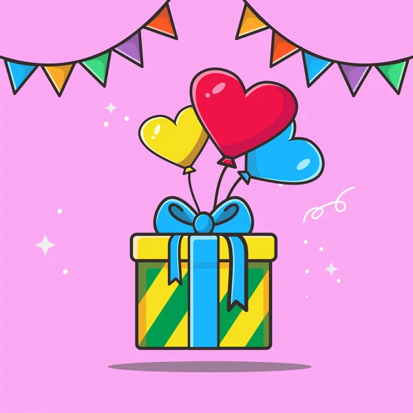 Set Coffrets Cadeaux Coeur Ballon Présente Couleurs — Image vectorielle