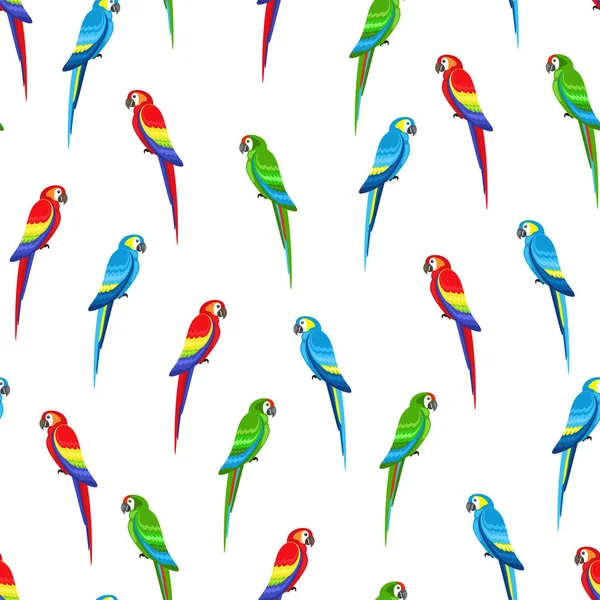 Бесшовный Рисунок Цветными Попугаями Векторная Иллюстрация — стоковый вектор
