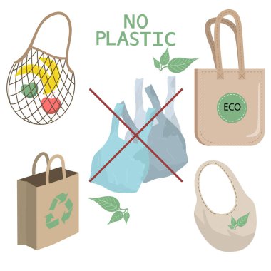 Sıfır atık yaşam elementleri vektör izole arka planda. Eko tarzı. Plastik yok. Yeşile git. Sıfır Atık Atık ve tekrar kullanılabilir ürün ya da ürün koleksiyonu.
