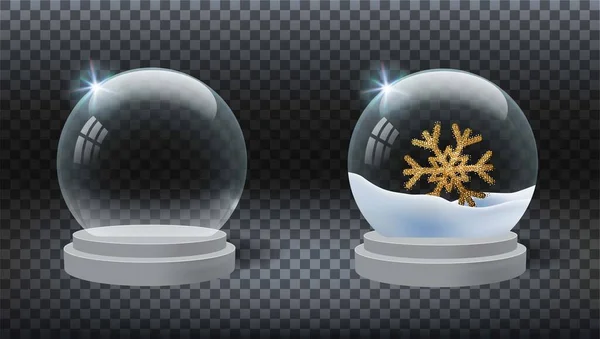 Natal globo de neve vetor realista — Vetor de Stock