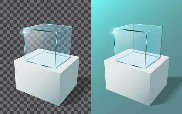 3d vector realista escaparate de vidrio vacío — Vector de stock